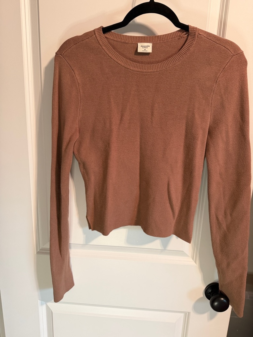 Abercrombie & Fitch Mauve Ribbed Long-Sleeve Top